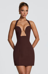 Charlotte Mini Dress - Plum Brown