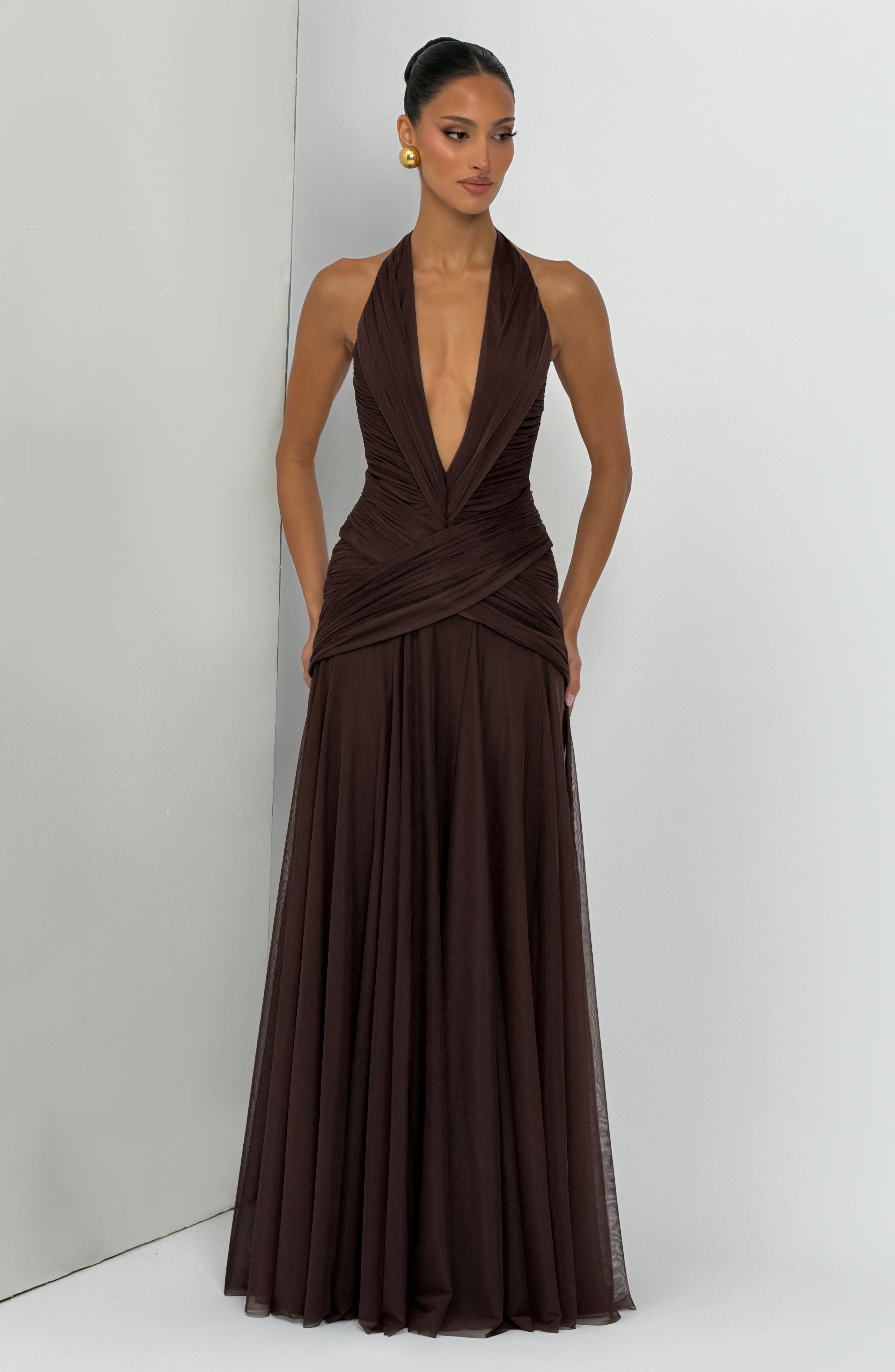 Cleo Maxi Dress - Plum Brown