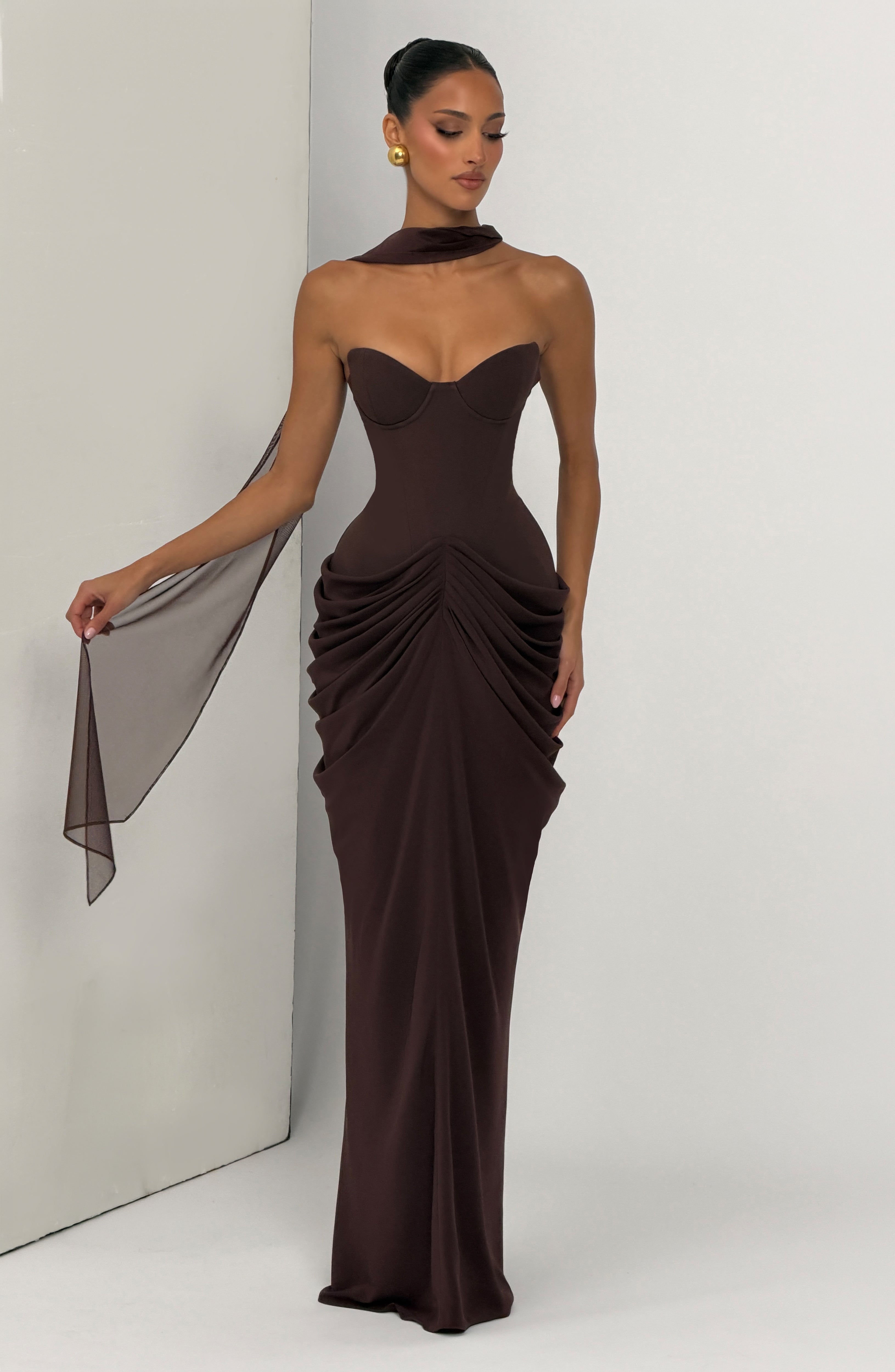 Chiara Maxi Dress - Plum Brown