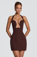 Charlotte Mini Dress - Plum Brown