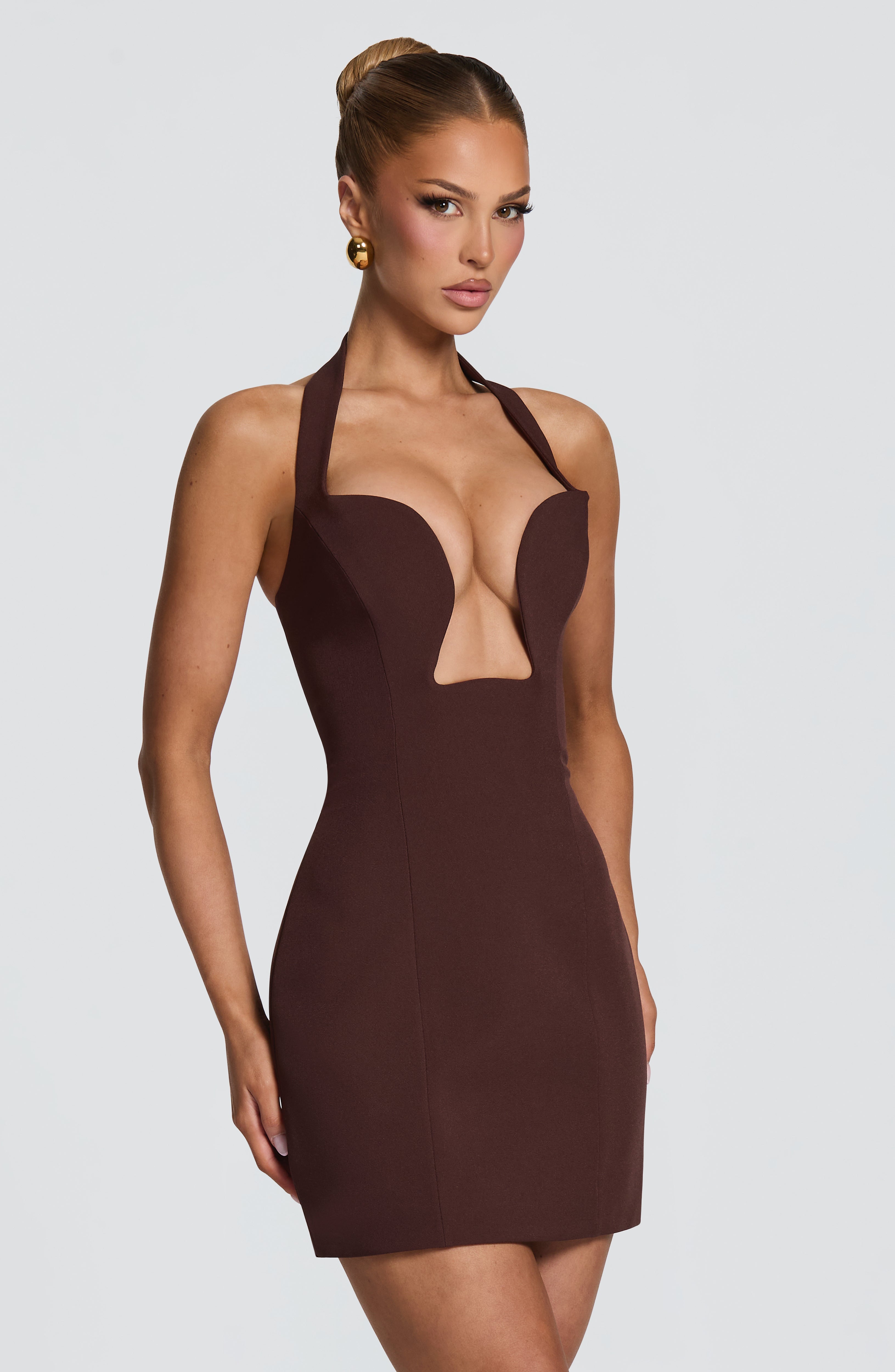 Charlotte Mini Dress - Plum Brown