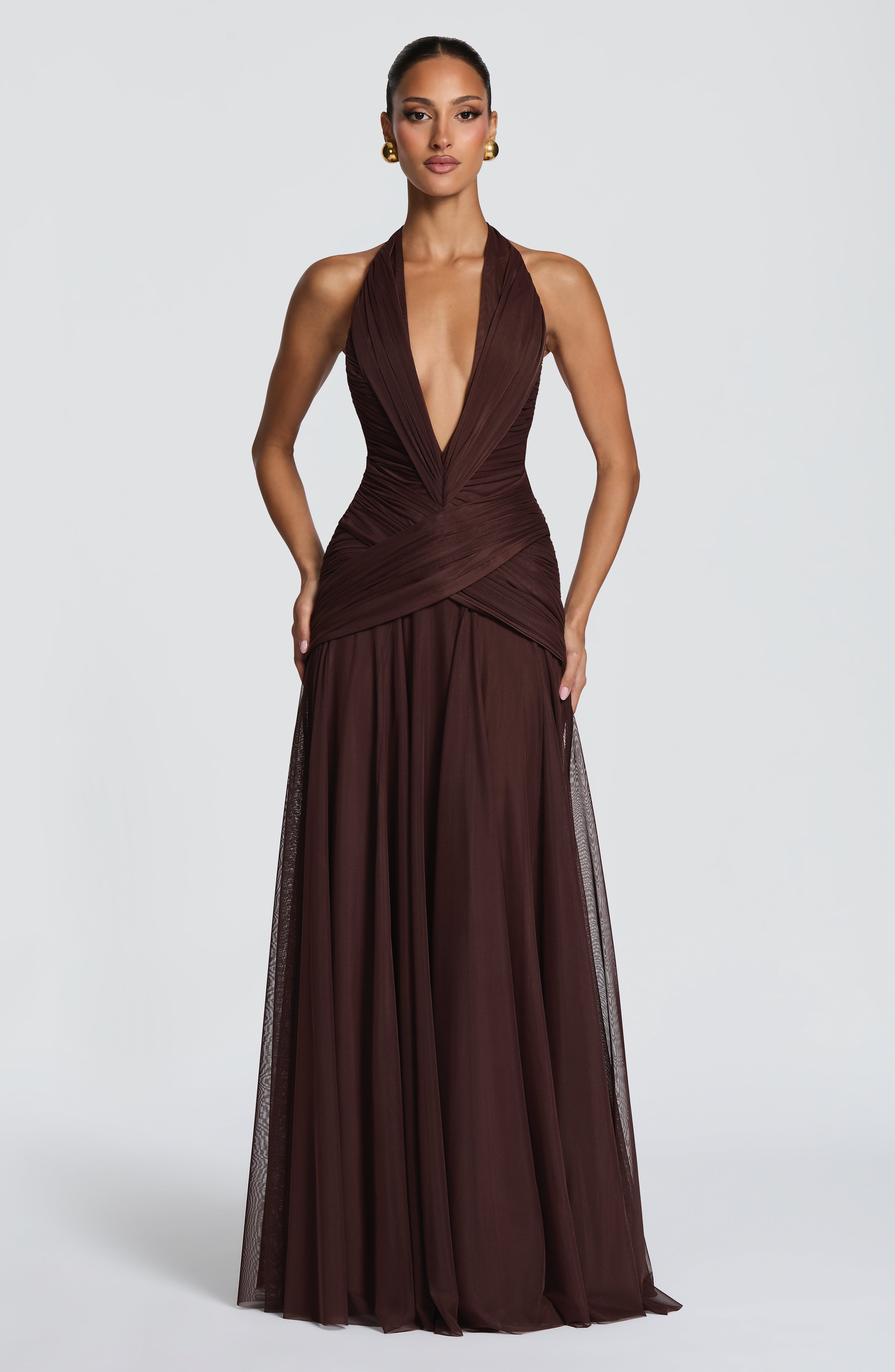Cleo Maxi Dress - Plum Brown