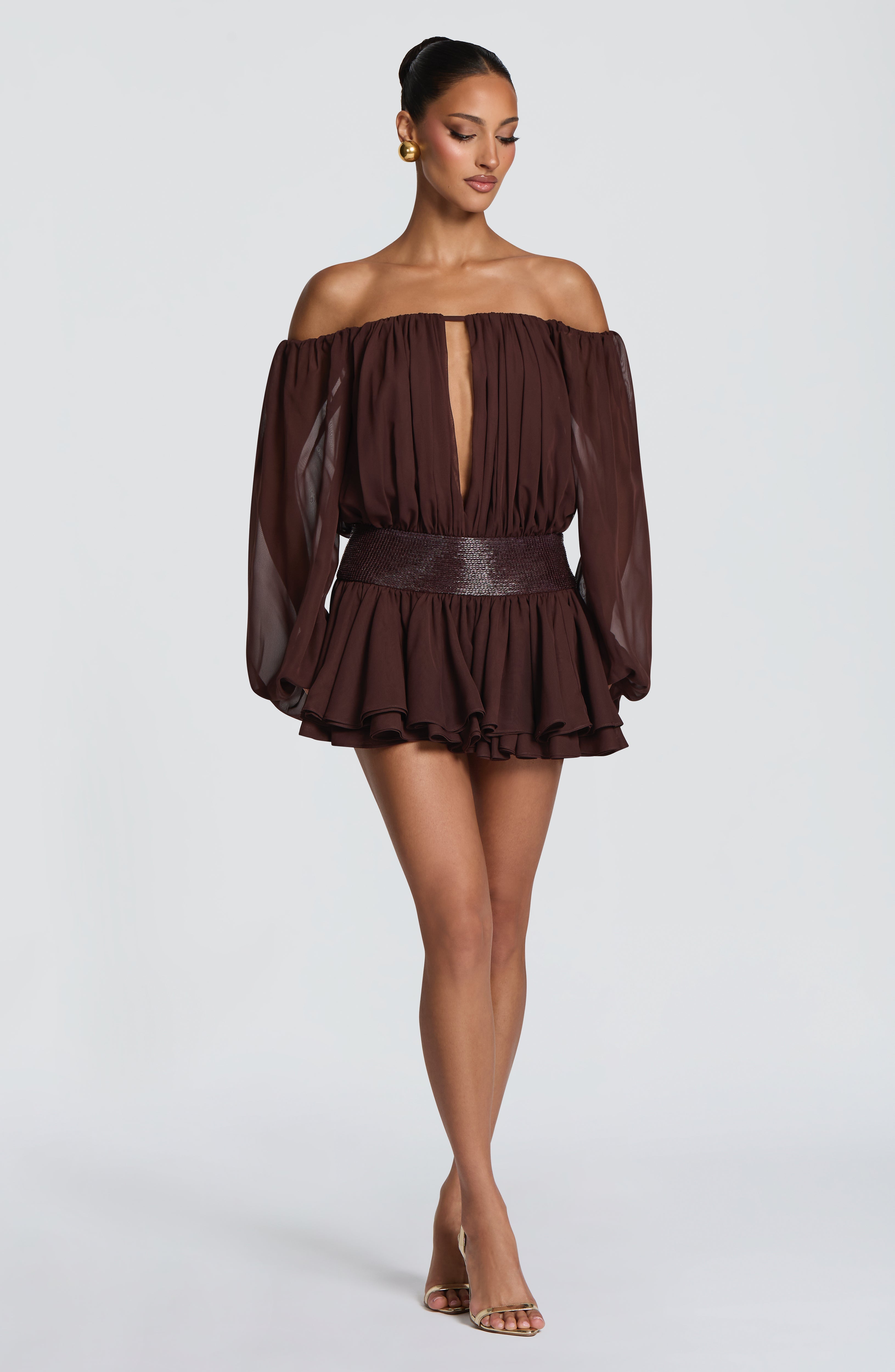 Deja Playsuit - Plum Brown
